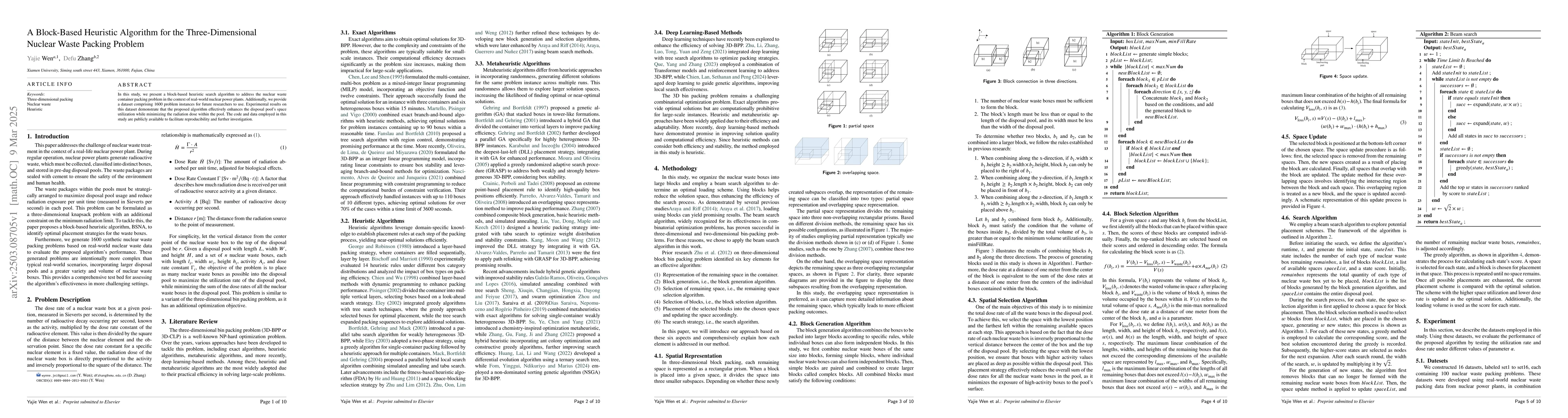 Thumbnail for A Block-Based Heuristic Algorithm for the Three-Dimensional Nuclear
  Waste Packing Problem