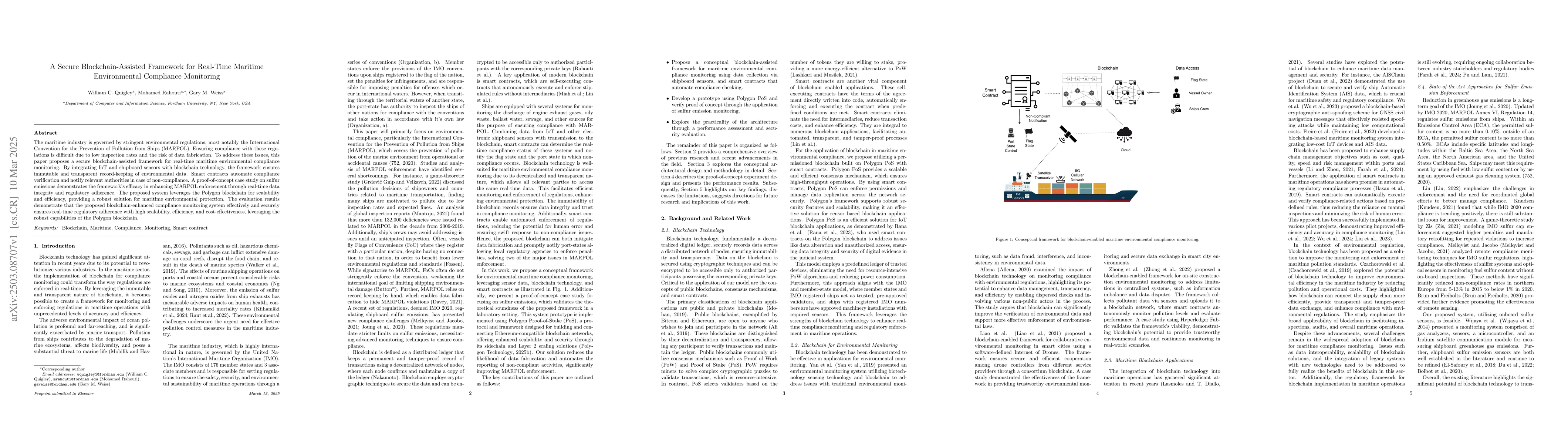 Thumbnail for A Secure Blockchain-Assisted Framework for Real-Time Maritime
  Environmental Compliance Monitoring