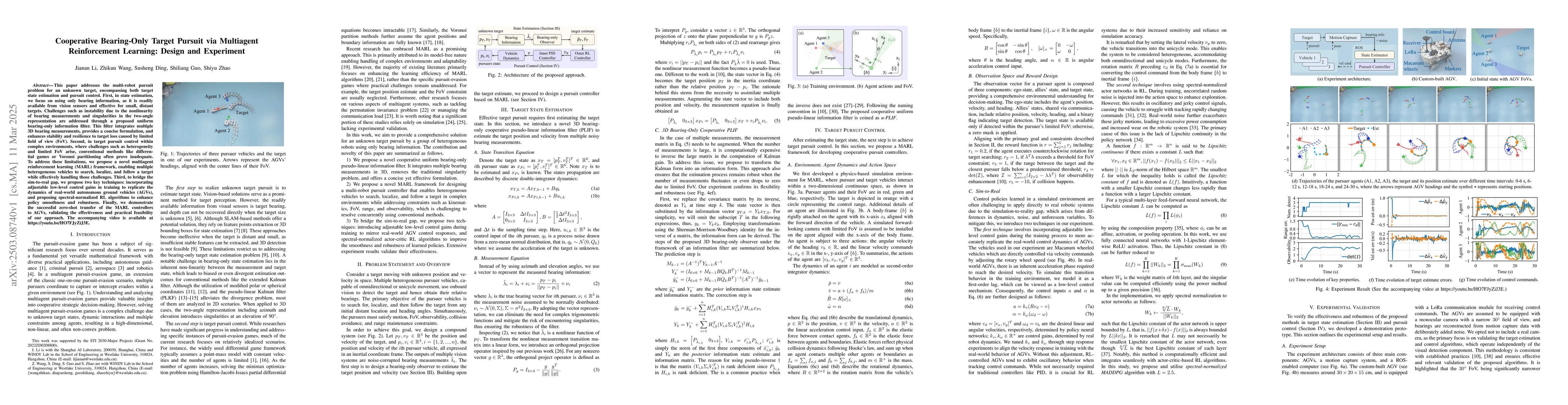 Thumbnail for Cooperative Bearing-Only Target Pursuit via Multiagent Reinforcement
  Learning: Design and Experiment