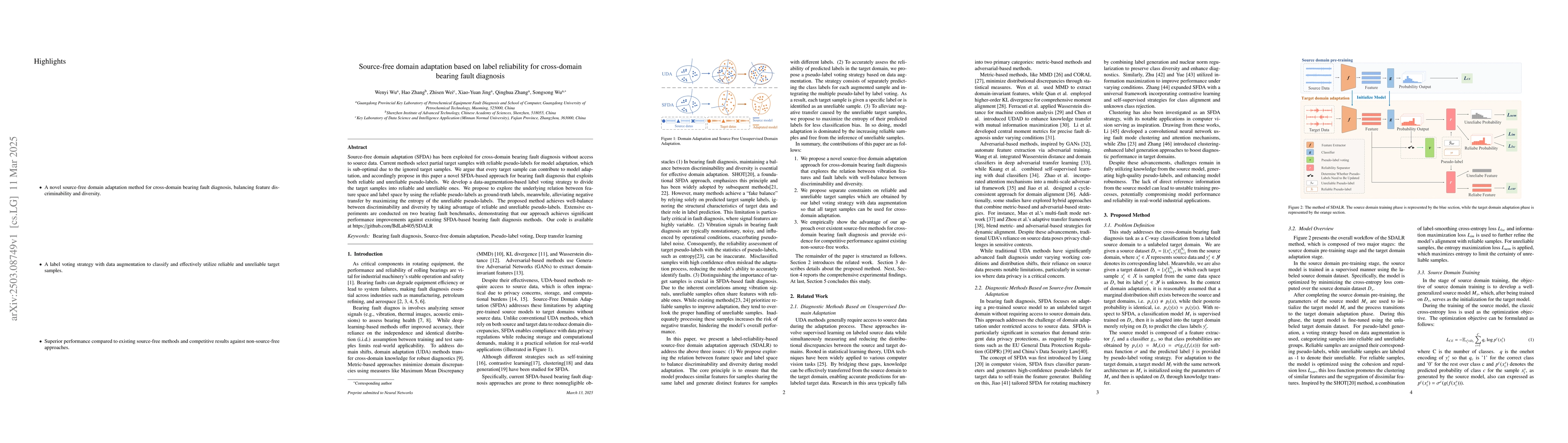 Thumbnail for Source-free domain adaptation based on label reliability for
  cross-domain bearing fault diagnosis