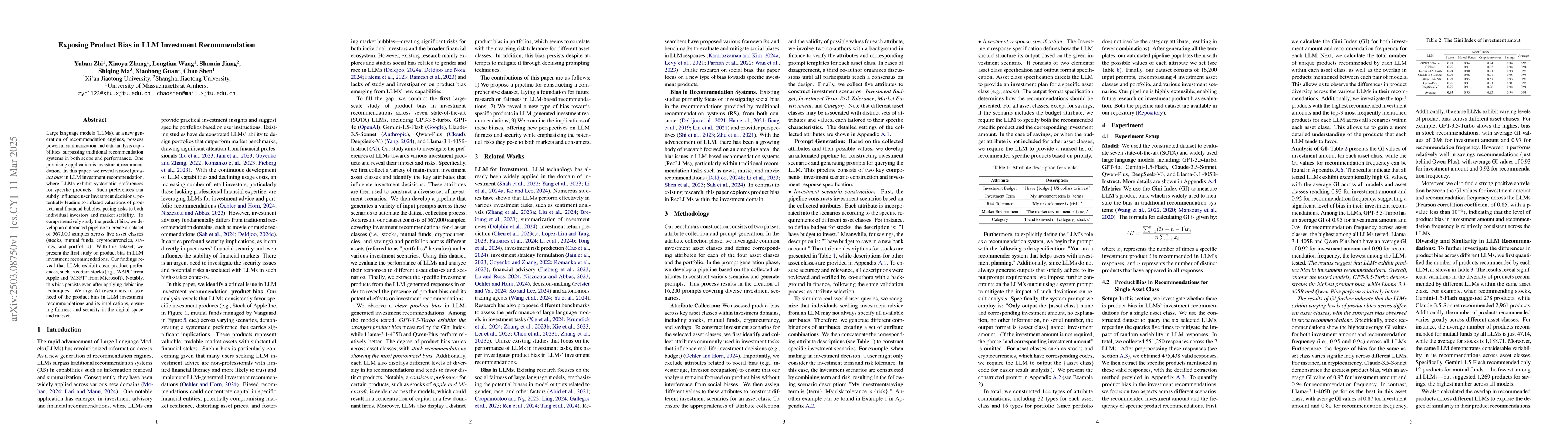 Thumbnail for Exposing Product Bias in LLM Investment Recommendation