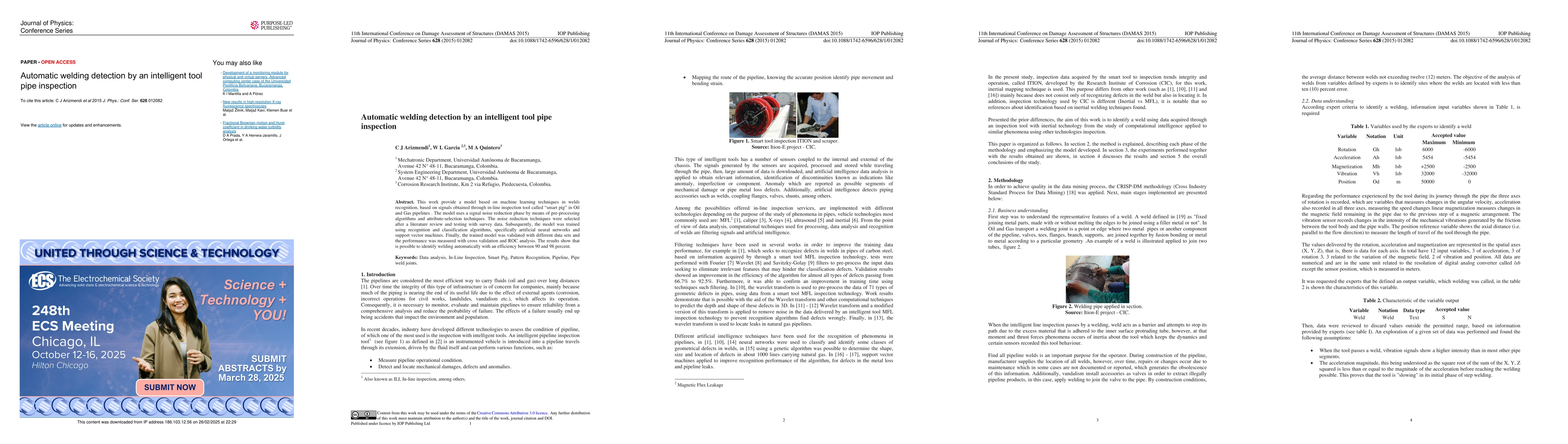 Thumbnail for Automatic welding detection by an intelligent tool pipe inspection