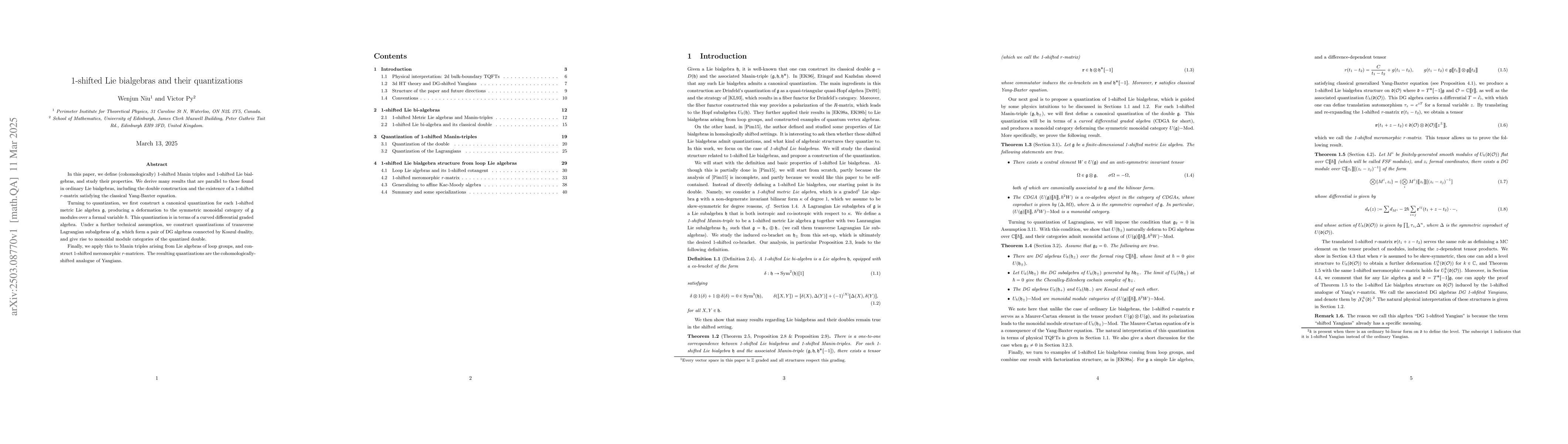 Thumbnail for 1-shifted Lie bialgebras and their quantizations