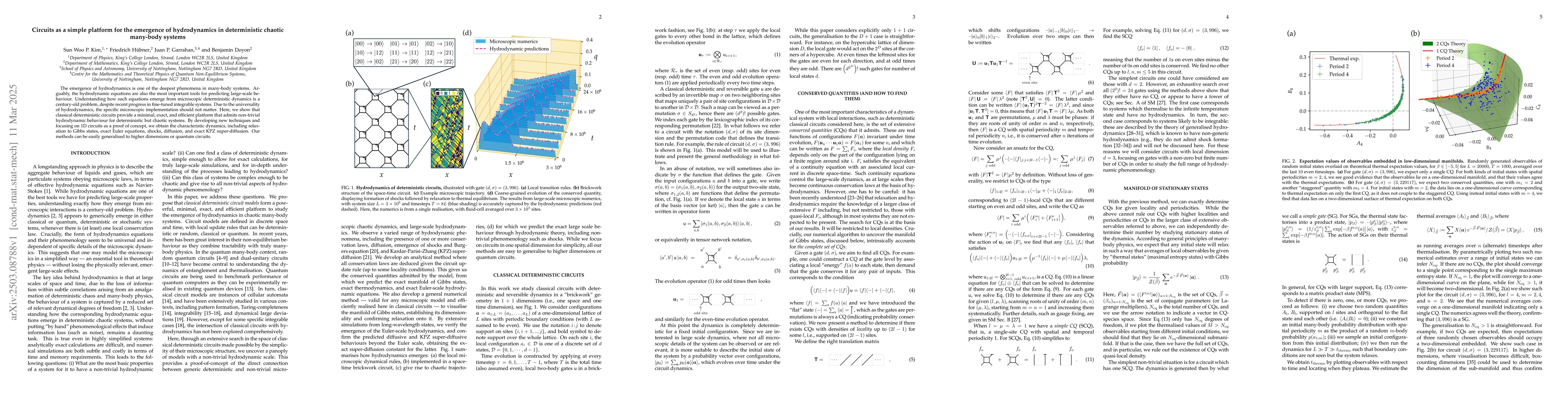 Thumbnail for Circuits as a simple platform for the emergence of hydrodynamics in
  deterministic chaotic many-body systems
