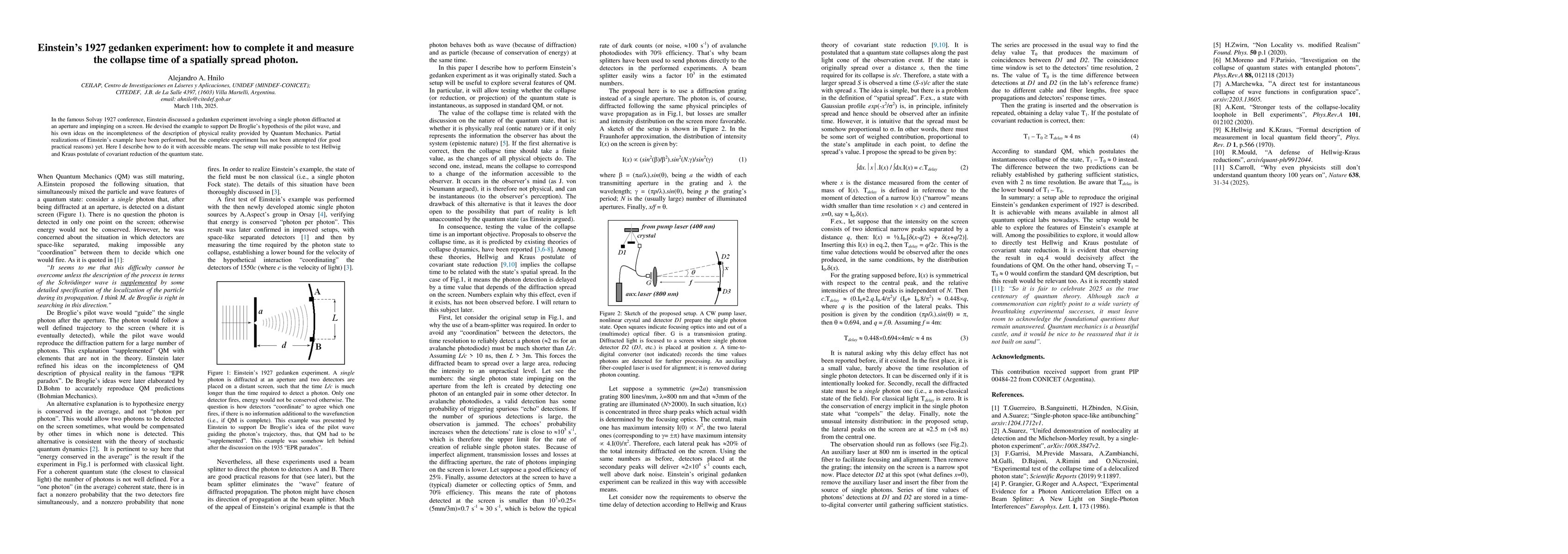 Thumbnail for Einstein's 1927 gedanken experiment: how to complete it and measure the
  collapse time of a spatially spread photon