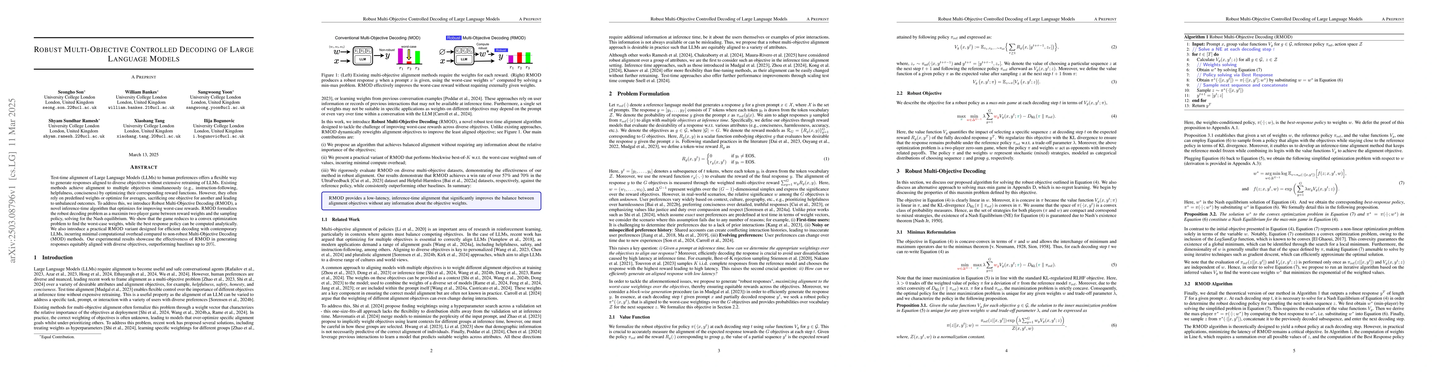 Thumbnail for Robust Multi-Objective Controlled Decoding of Large Language Models