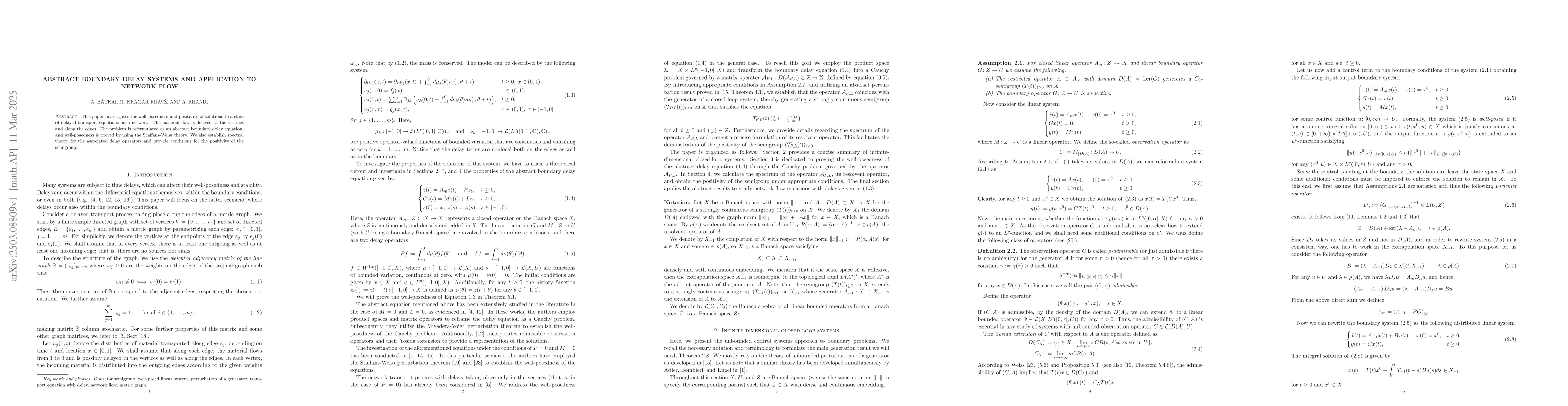 Thumbnail for Abstract boundary delay systems and application to network flow