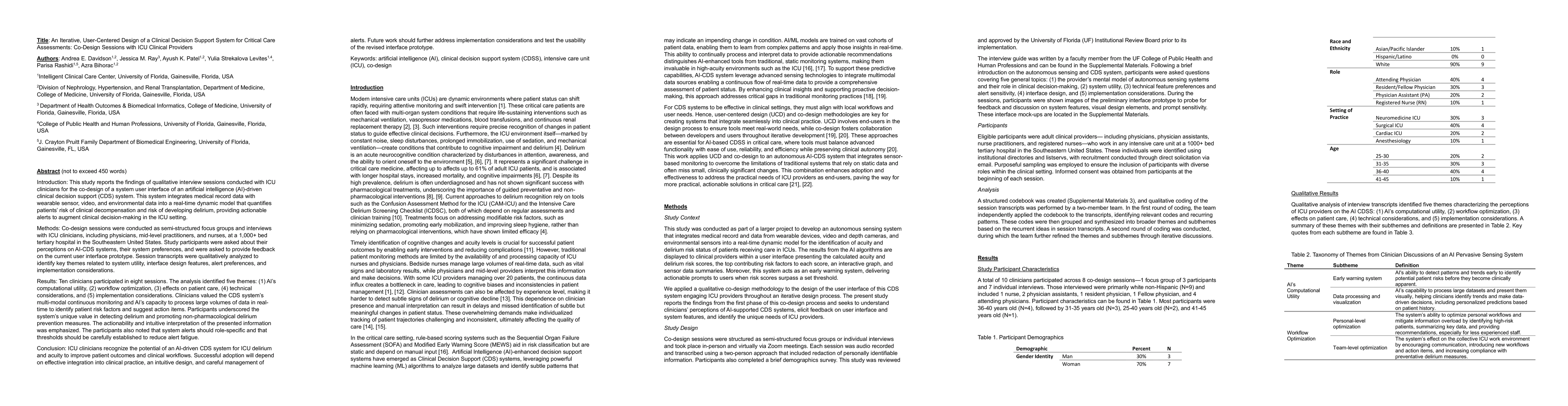 Thumbnail for An Iterative, User-Centered Design of a Clinical Decision Support System
  for Critical Care Assessments: Co-Design Sessions with ICU Clinical Providers