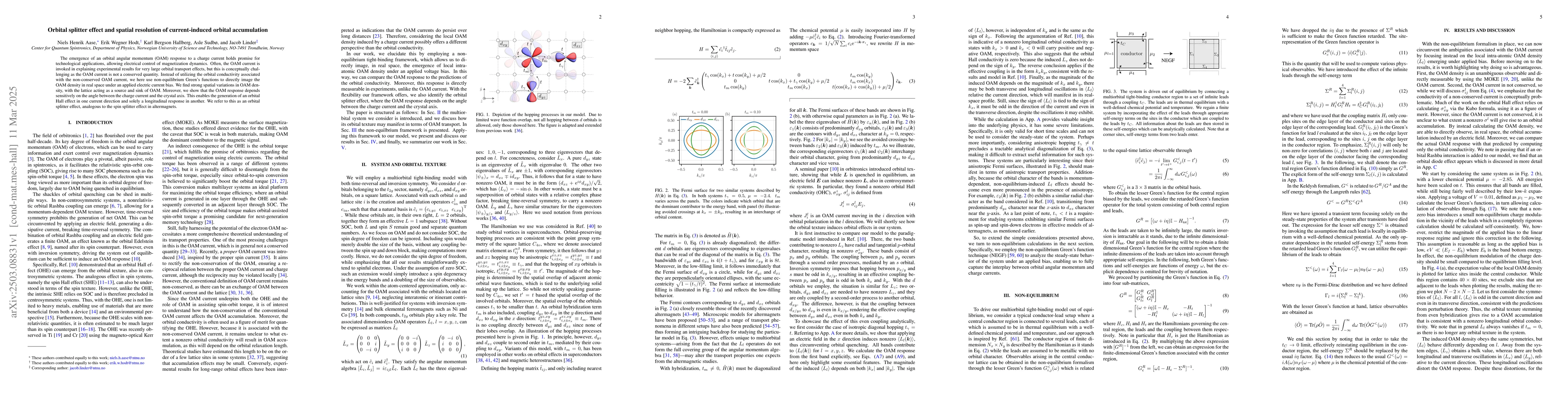 Thumbnail for Orbital splitter effect and spatial resolution of current-induced
  orbital accumulation
