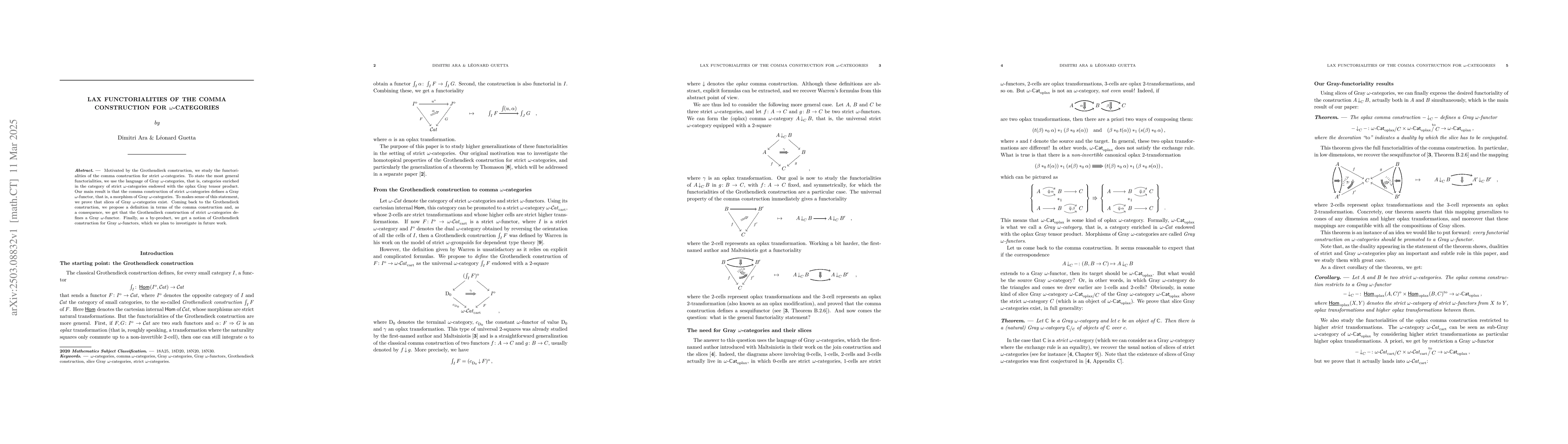 Thumbnail for Lax functorialities of the comma construction for $ω$-categories
