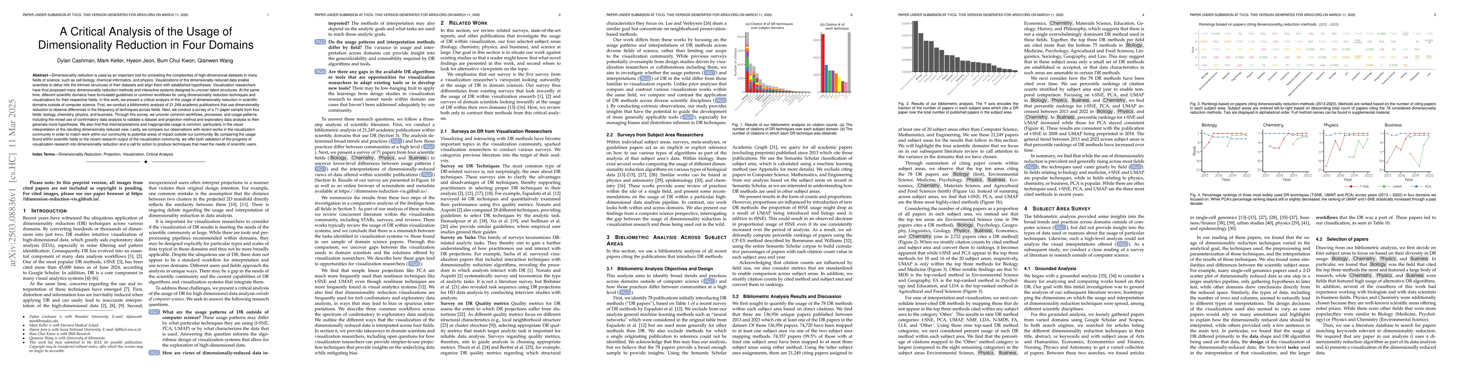 Thumbnail for A Critical Analysis of the Usage of Dimensionality Reduction in Four
  Domains