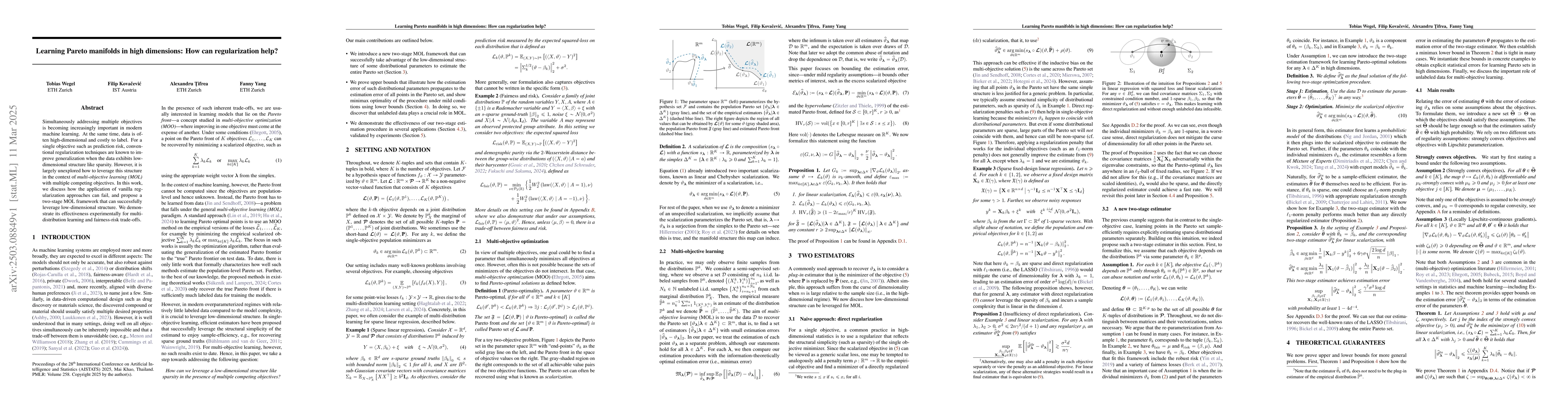Thumbnail for Learning Pareto manifolds in high dimensions: How can regularization
  help?
