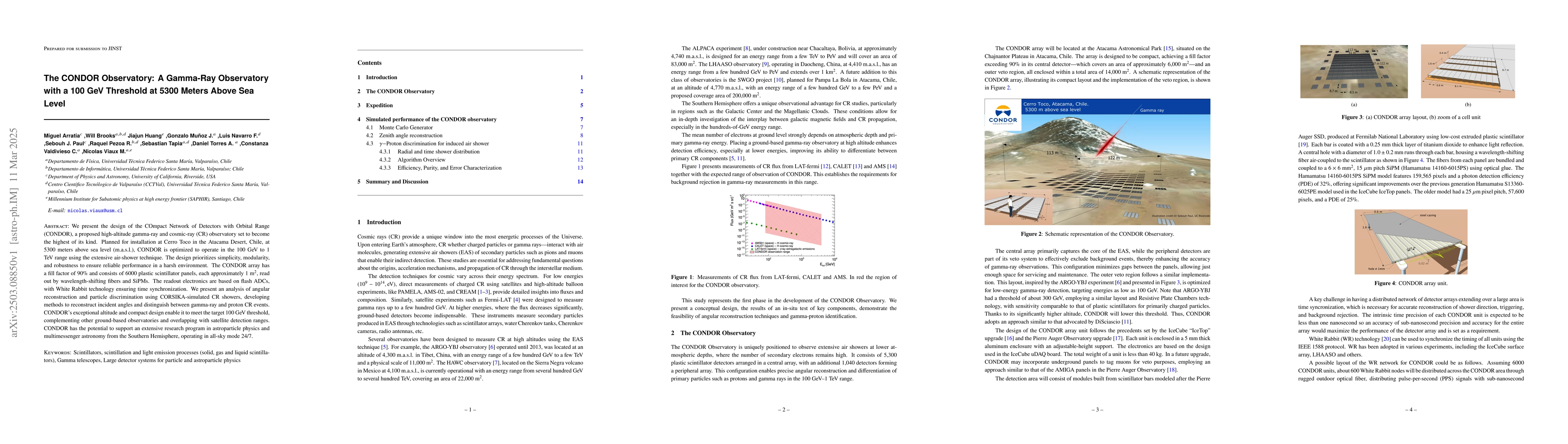 Thumbnail for The CONDOR Observatory: A Gamma-Ray Observatory with a 100 GeV Threshold
  at 5300 Meters Above Sea Level