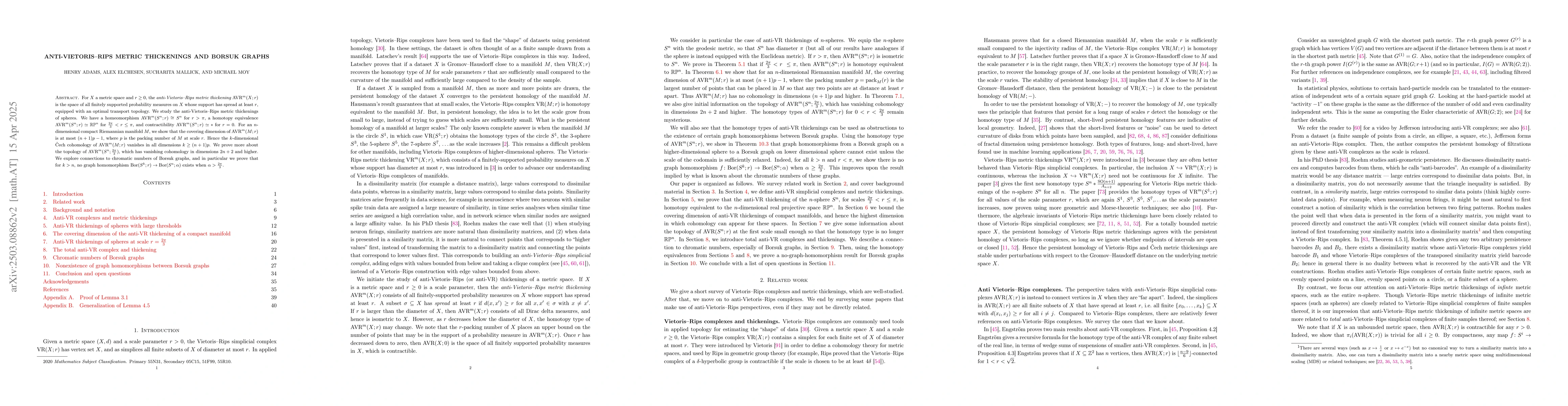Thumbnail for Anti-Vietoris--Rips metric thickenings and Borsuk graphs