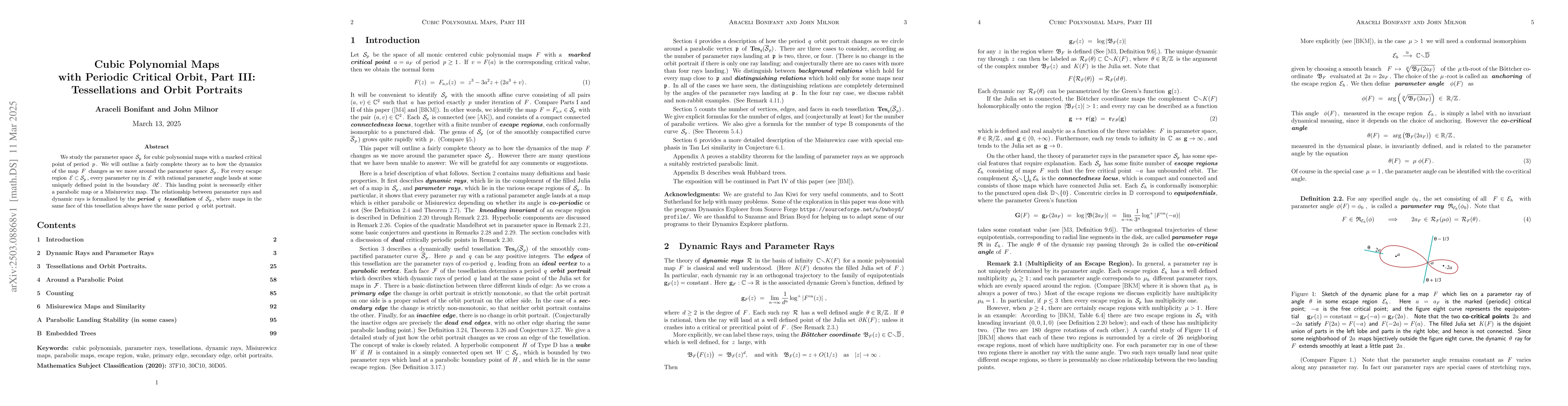 Thumbnail for Cubic Polynomial Maps with Periodic Critical Orbit, Part III:
  Tessellations and Orbit Portraits