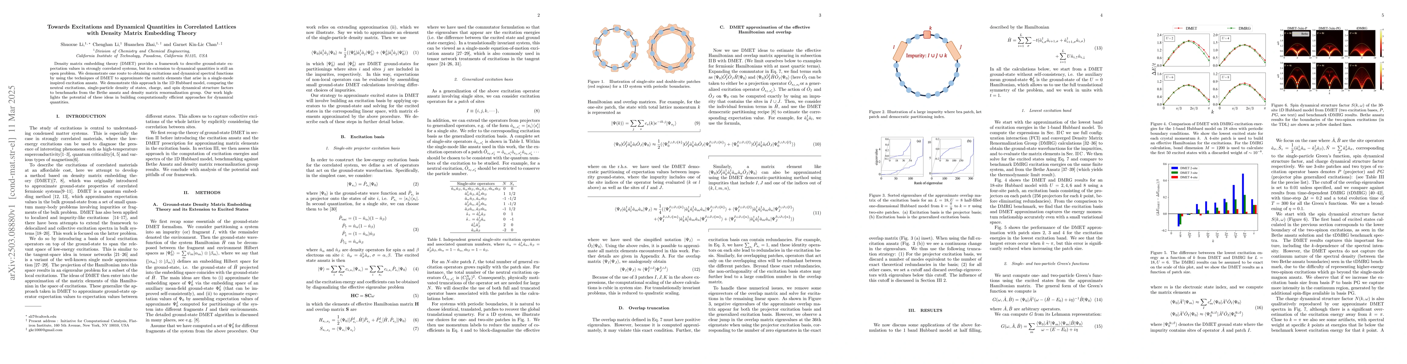 Thumbnail for Towards Excitations and Dynamical Quantities in Correlated Lattices with
  Density Matrix Embedding Theory