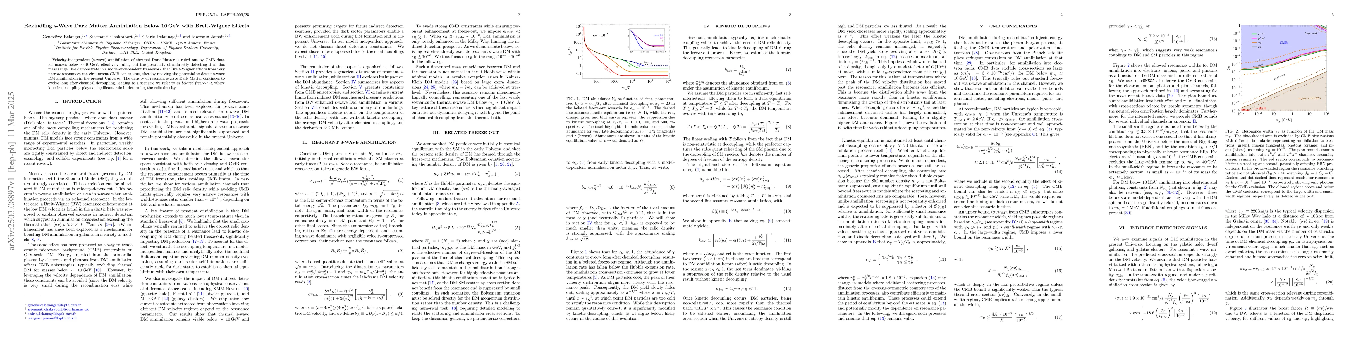 Thumbnail for Rekindling s-Wave Dark Matter Annihilation Below 10GeV with Breit-Wigner
  Effects
