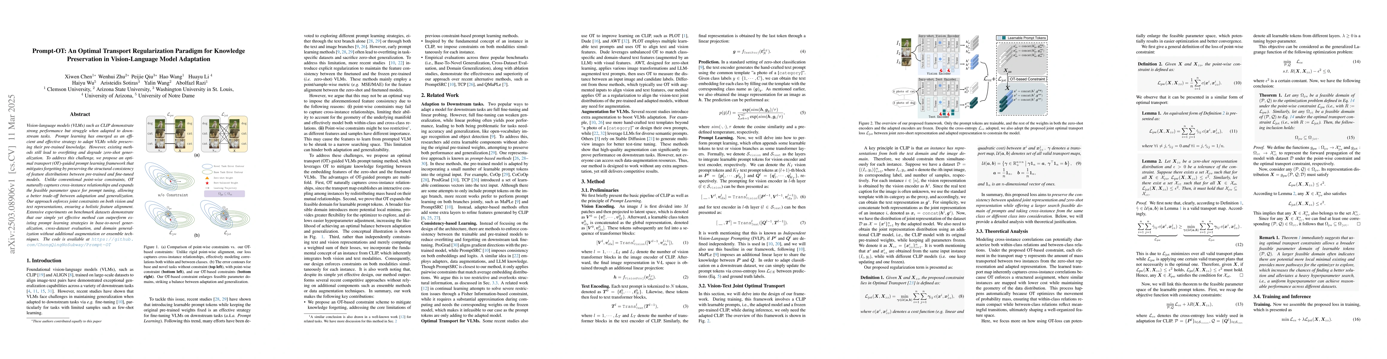 Thumbnail for Prompt-OT: An Optimal Transport Regularization Paradigm for Knowledge
  Preservation in Vision-Language Model Adaptation