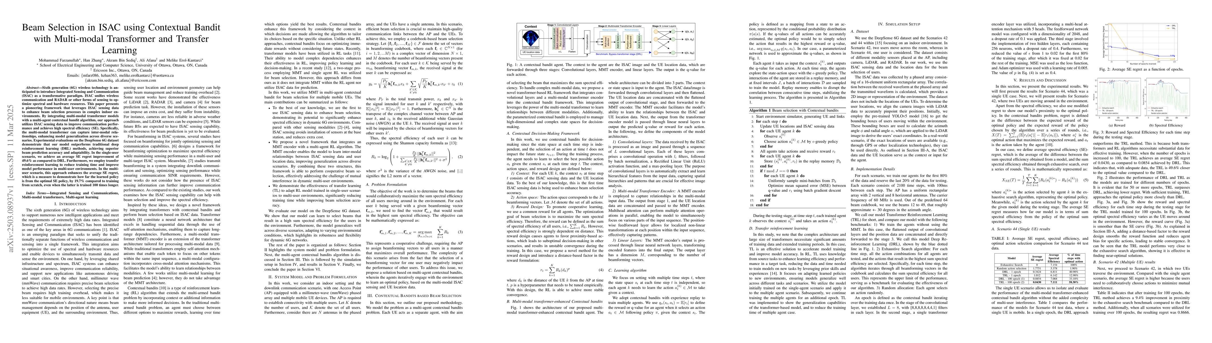 Thumbnail for Beam Selection in ISAC using Contextual Bandit with Multi-modal
  Transformer and Transfer Learning