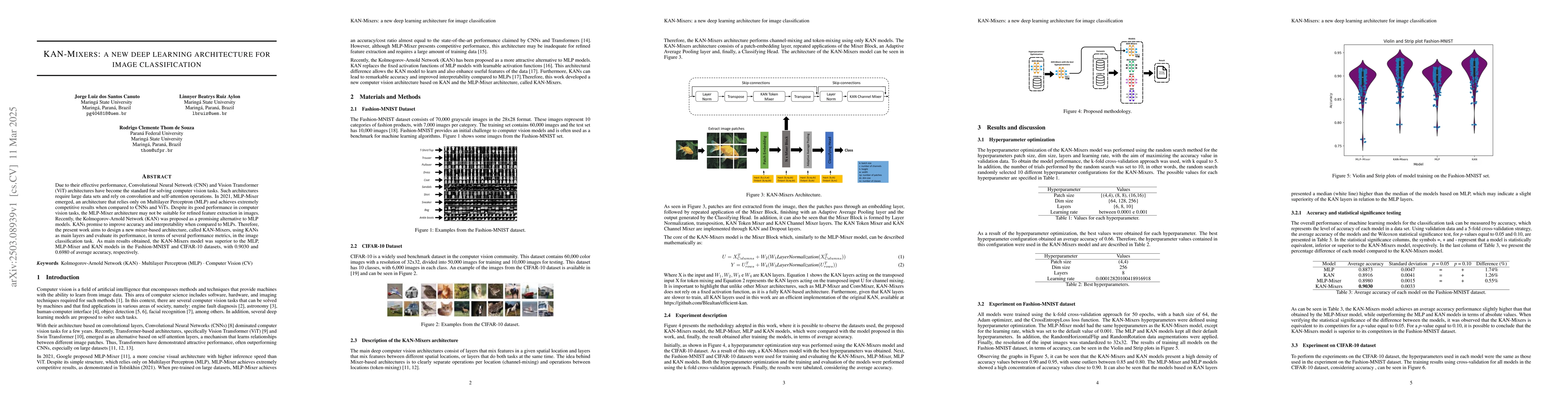 Thumbnail for KAN-Mixers: a new deep learning architecture for image classification