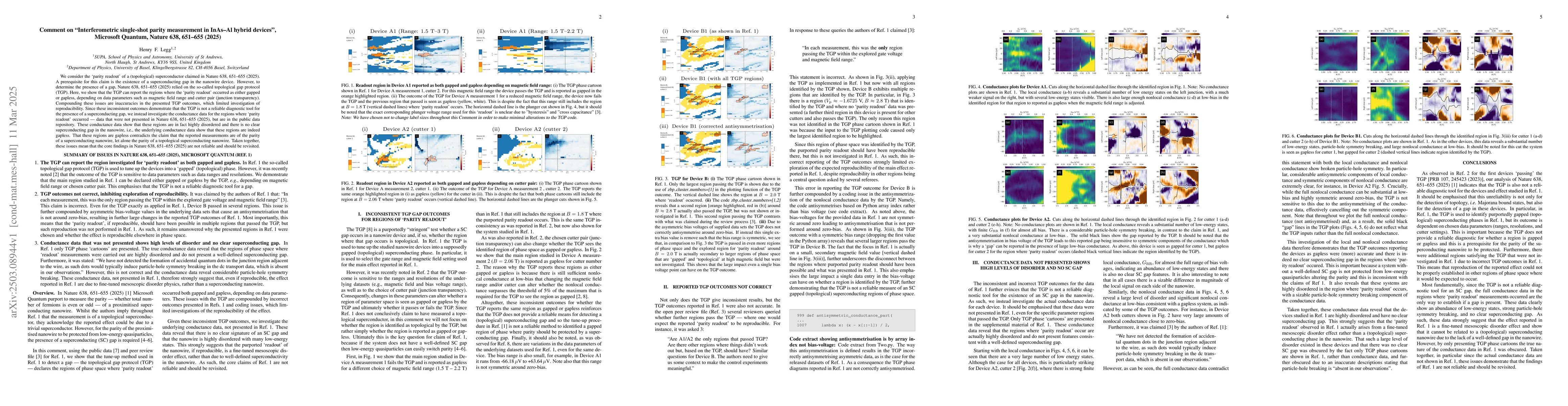 Thumbnail for Comment on "Interferometric single-shot parity measurement in InAs-Al
  hybrid devices", Microsoft Quantum, Nature 638, 651-655 (2025)