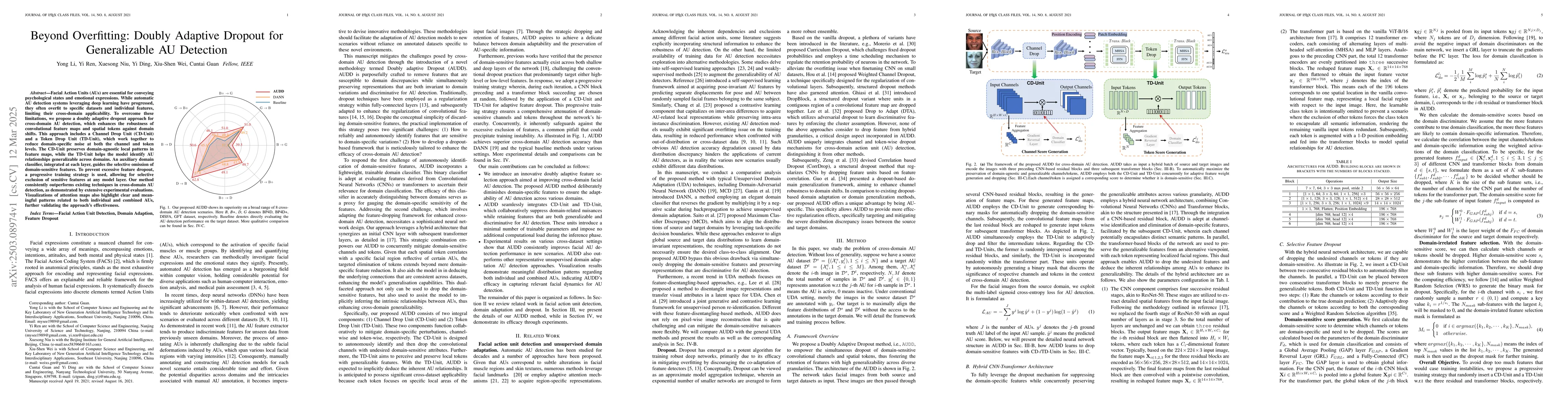 Thumbnail for Beyond Overfitting: Doubly Adaptive Dropout for Generalizable AU
  Detection