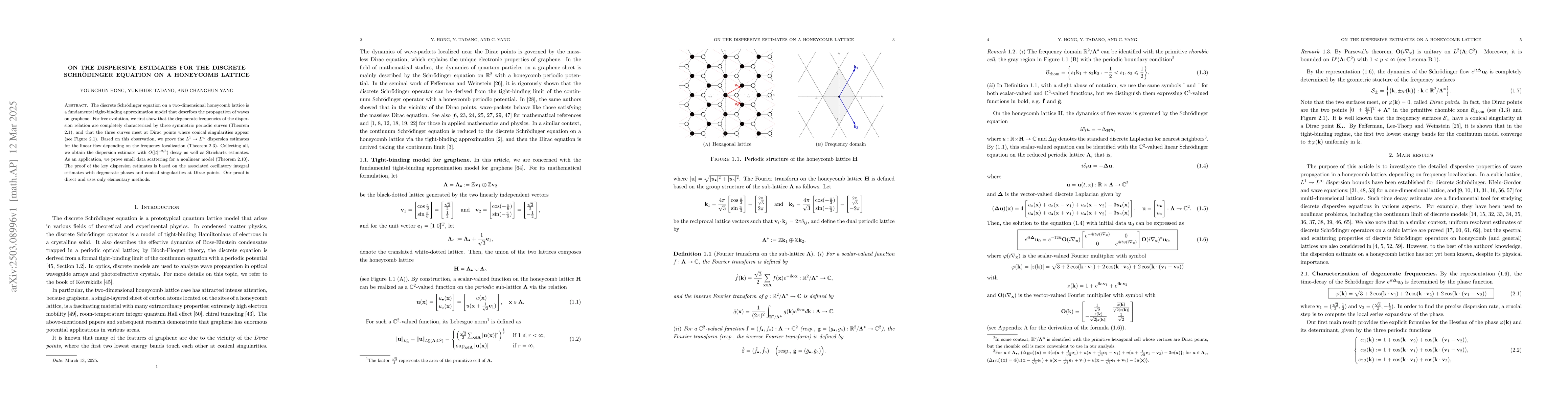 Thumbnail for On the dispersive estimates for the discrete Schrödinger equation on a
  honeycomb lattice