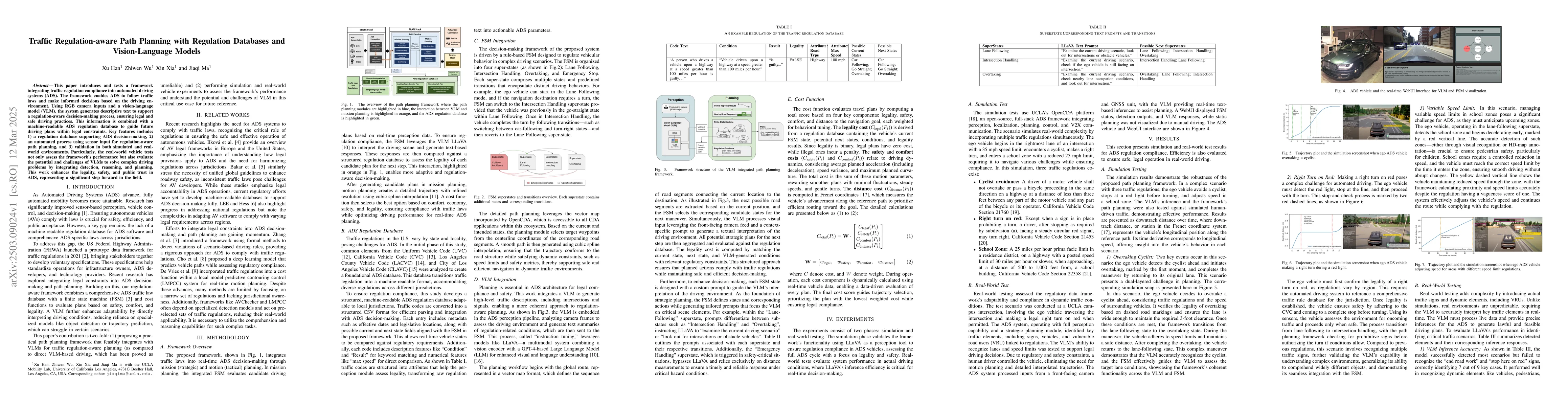 Thumbnail for Traffic Regulation-aware Path Planning with Regulation Databases and
  Vision-Language Models