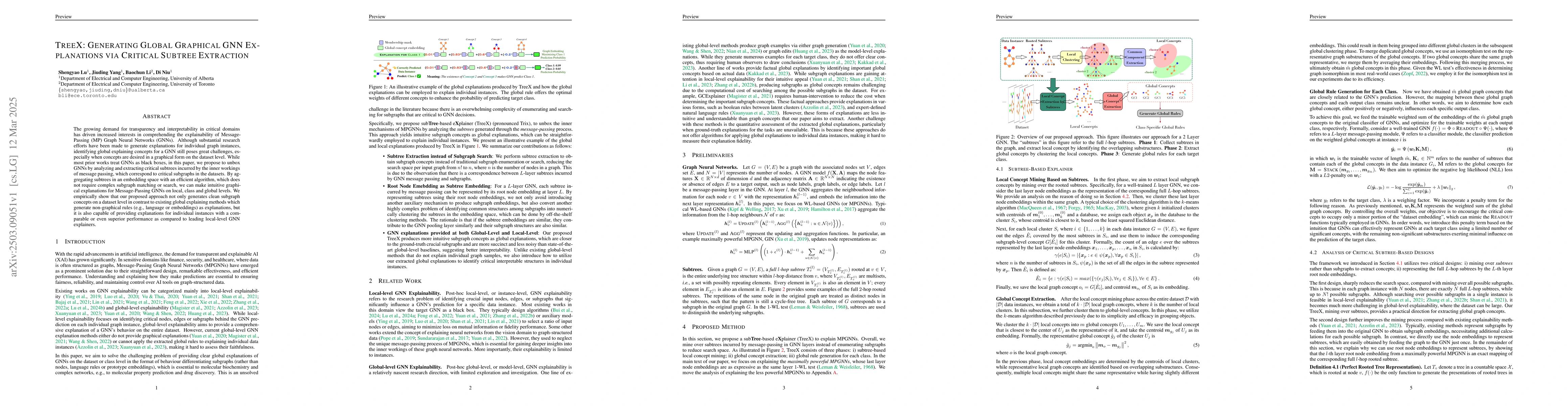 Thumbnail for TreeX: Generating Global Graphical GNN Explanations via Critical Subtree
  Extraction