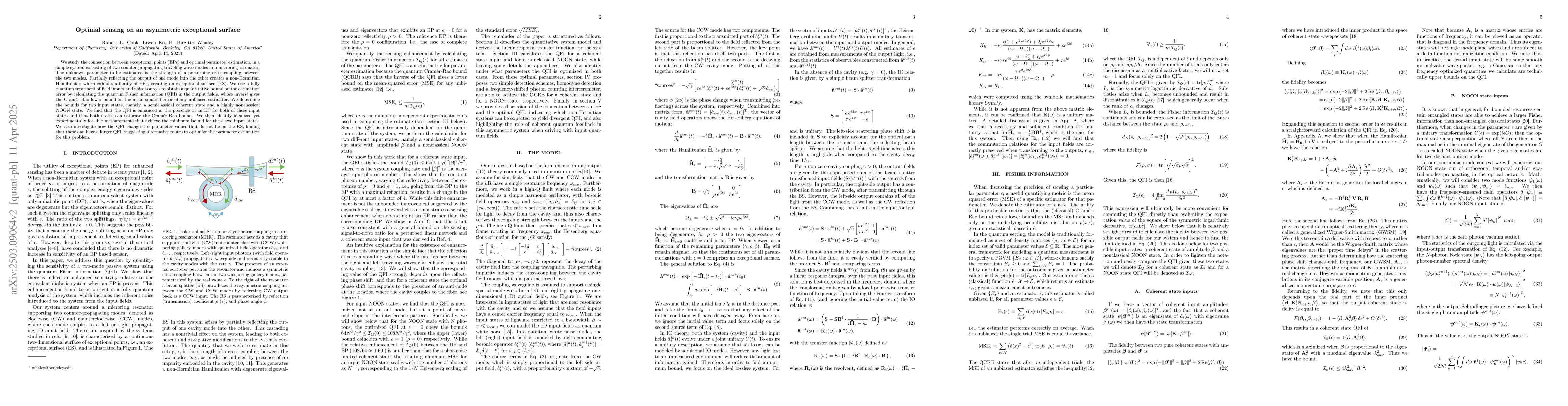 Thumbnail for Optimal sensing on an asymmetric exceptional surface