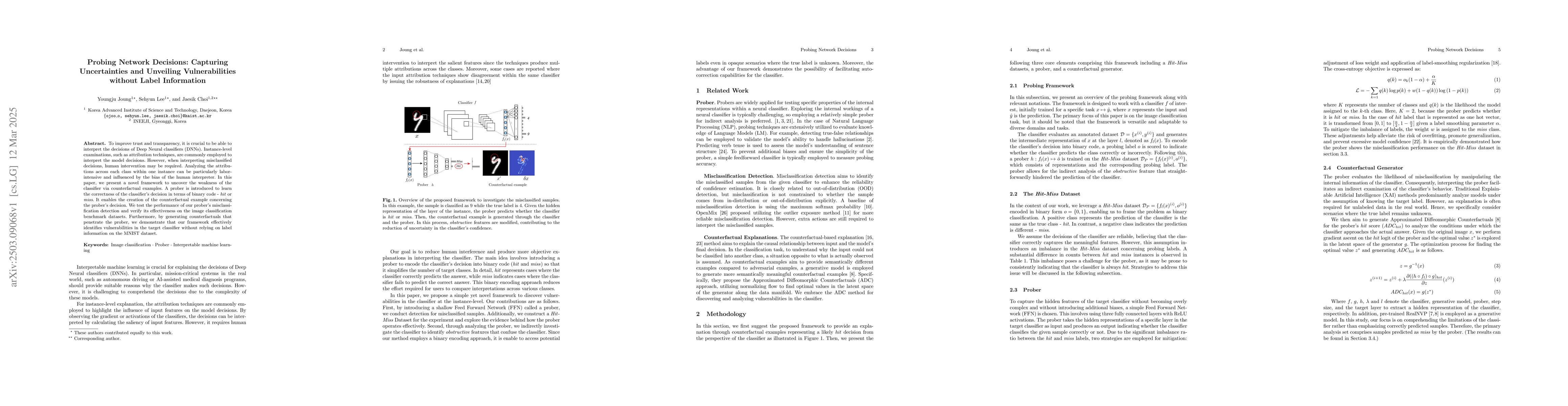 Thumbnail for Probing Network Decisions: Capturing Uncertainties and Unveiling
  Vulnerabilities Without Label Information