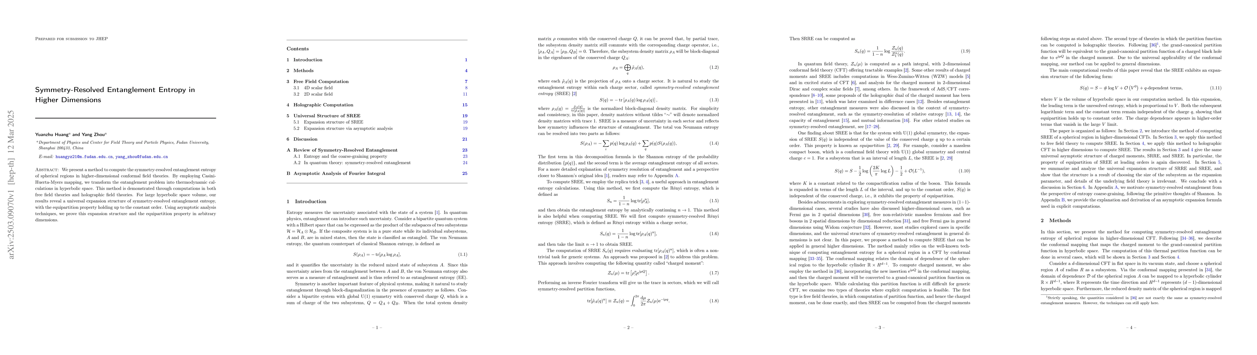 Thumbnail for Symmetry-Resolved Entanglement Entropy in Higher Dimensions
