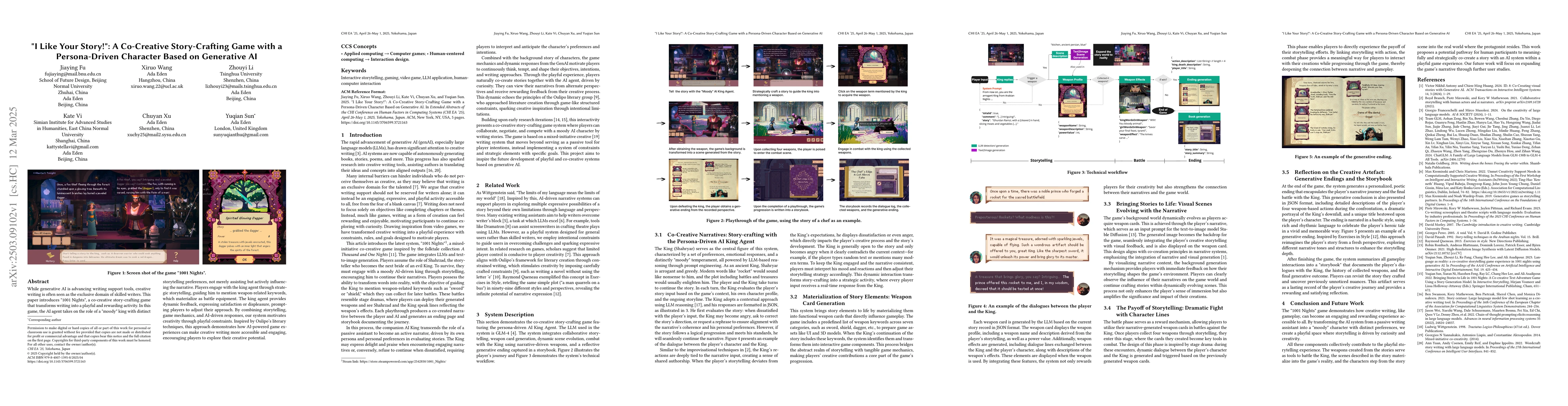 Thumbnail for "I Like Your Story!": A Co-Creative Story-Crafting Game with a
  Persona-Driven Character Based on Generative AI