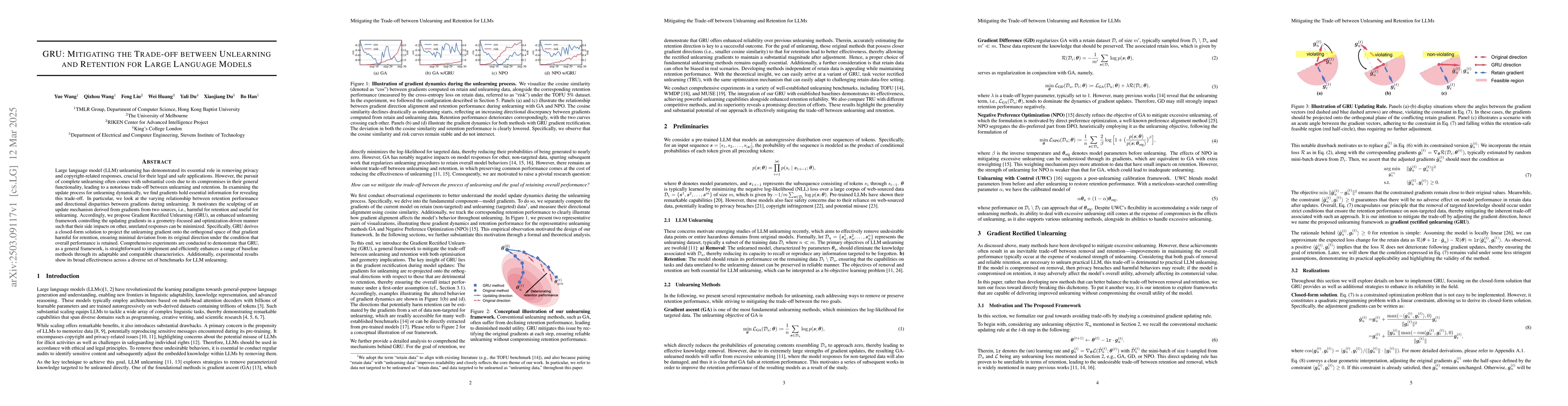 Thumbnail for GRU: Mitigating the Trade-off between Unlearning and Retention for Large
  Language Models
