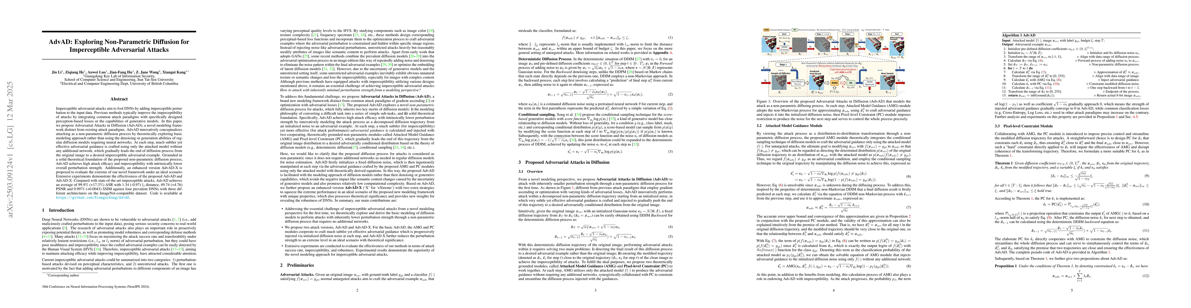 Thumbnail for AdvAD: Exploring Non-Parametric Diffusion for Imperceptible Adversarial
  Attacks