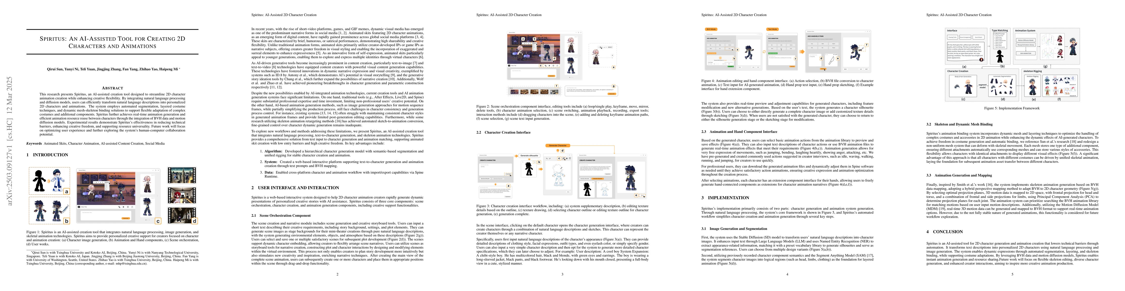 Thumbnail for Spiritus: An AI-Assisted Tool for Creating 2D Characters and Animations