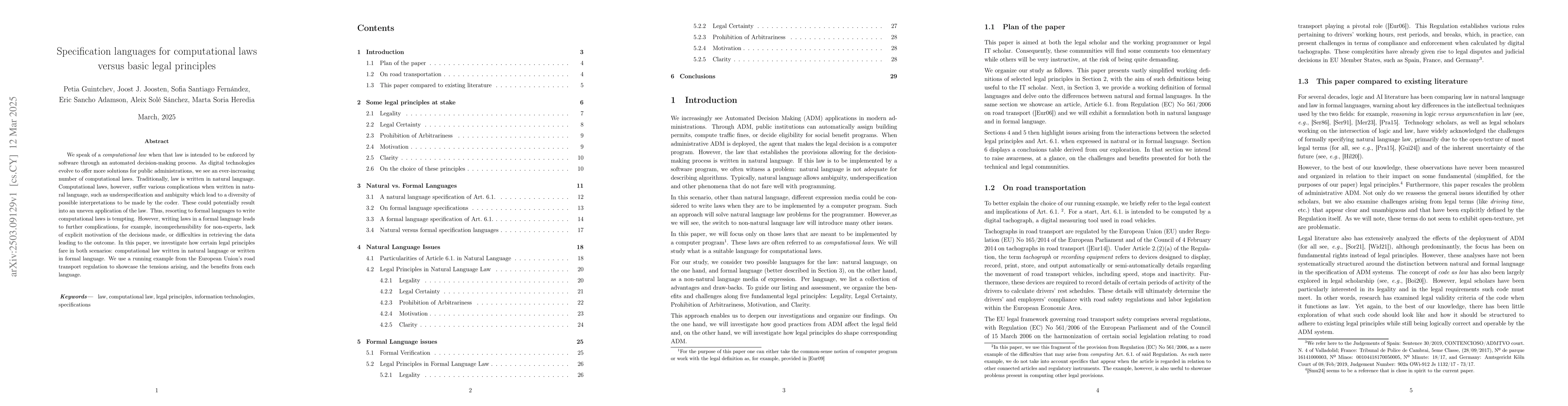 Thumbnail for Specification languages for computational laws versus basic legal
  principles