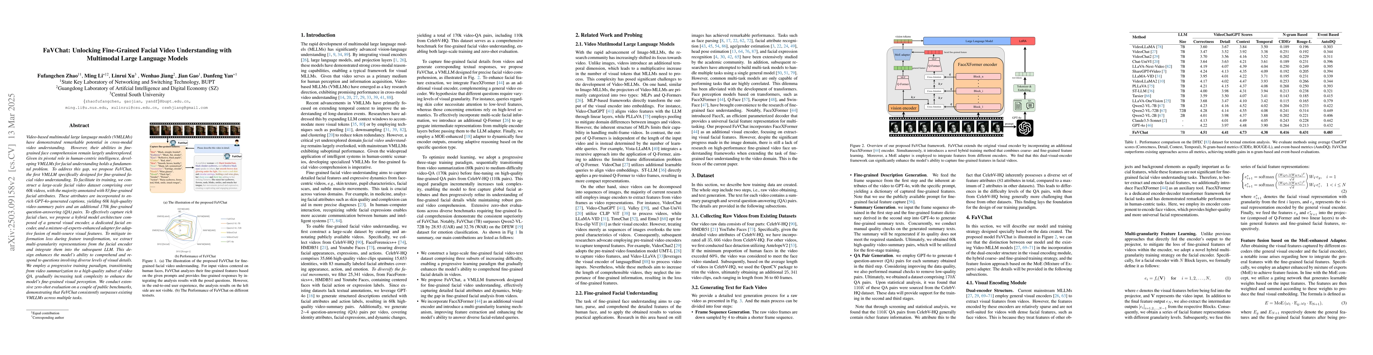 Thumbnail for FaVChat: Unlocking Fine-Grained Facial Video Understanding with
  Multimodal Large Language Models