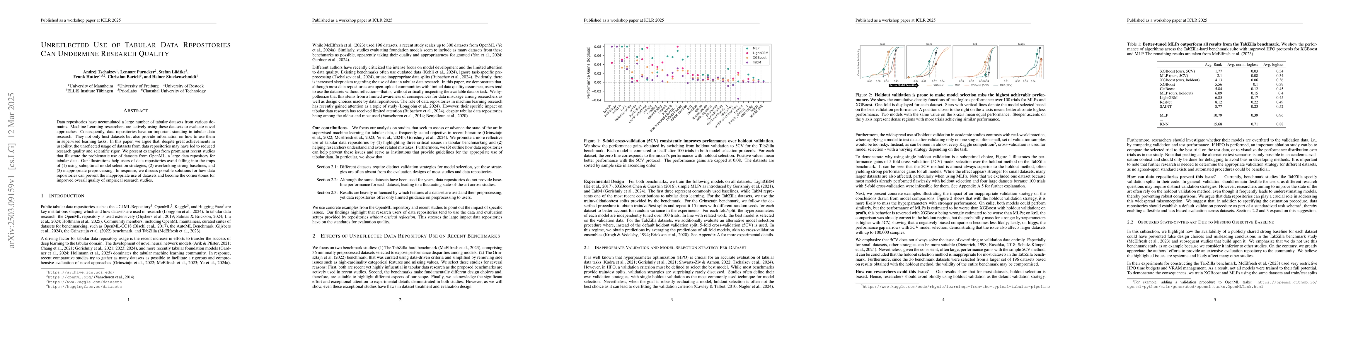 Thumbnail for Unreflected Use of Tabular Data Repositories Can Undermine Research
  Quality