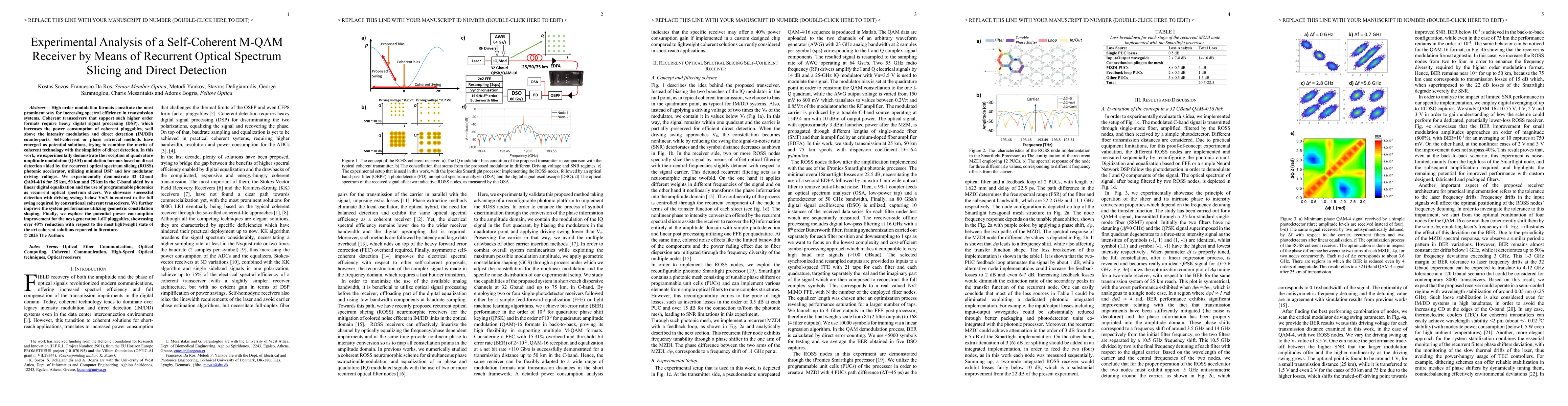 Thumbnail for Experimental Analysis of a Self-Coherent M-QAM Receiver by Means of
  Recurrent Optical Spectrum Slicing and Direct Detection