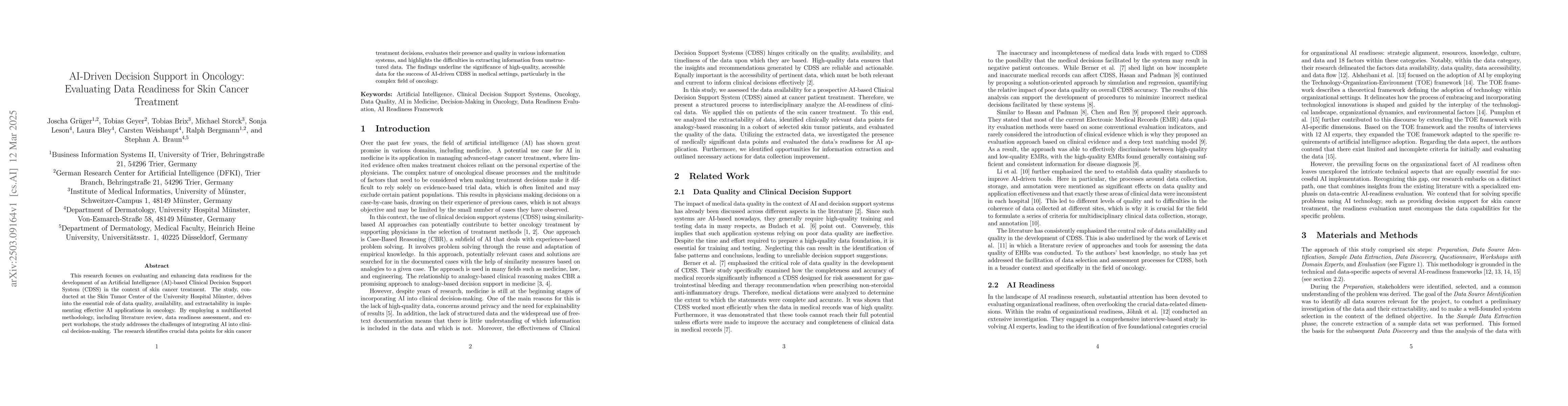 Thumbnail for AI-Driven Decision Support in Oncology: Evaluating Data Readiness for
  Skin Cancer Treatment