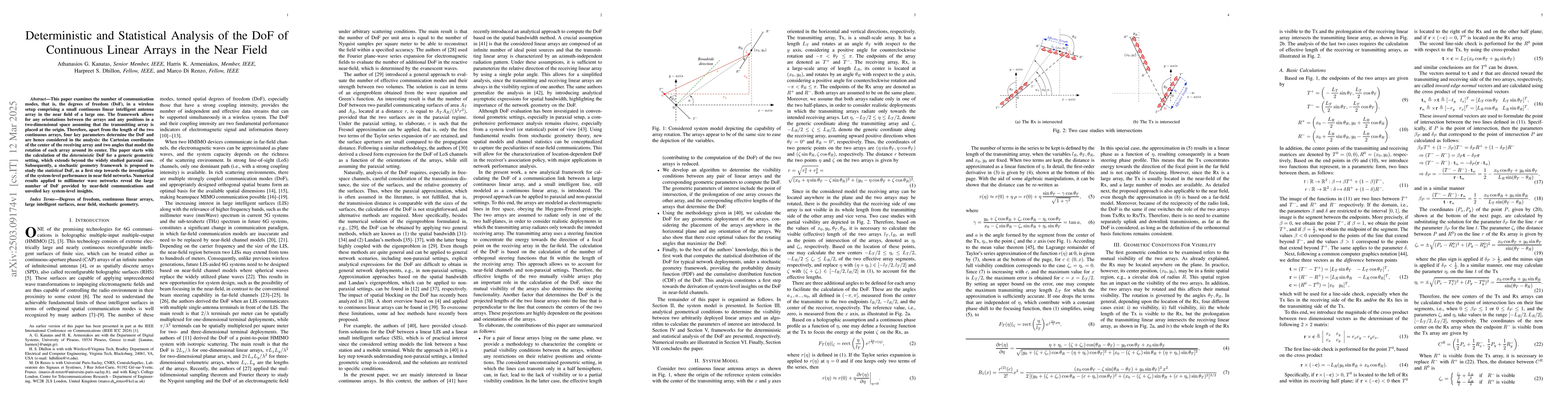 Thumbnail for Deterministic and Statistical Analysis of the DoF of Continuous Linear
  Arrays in the Near Field
