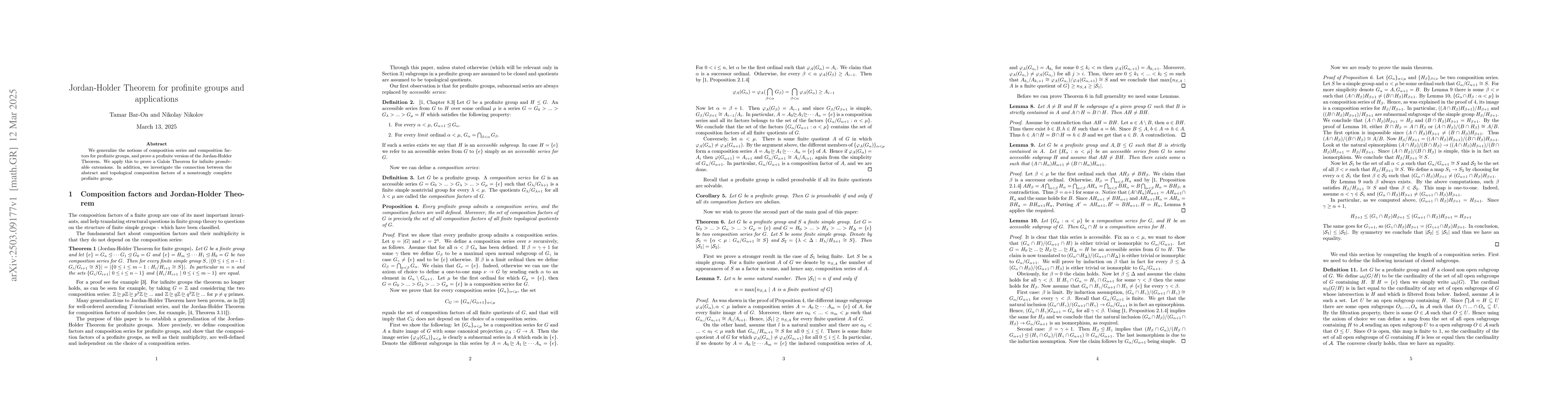Thumbnail for Jordan-Holder Theorem for profinite groups and applications