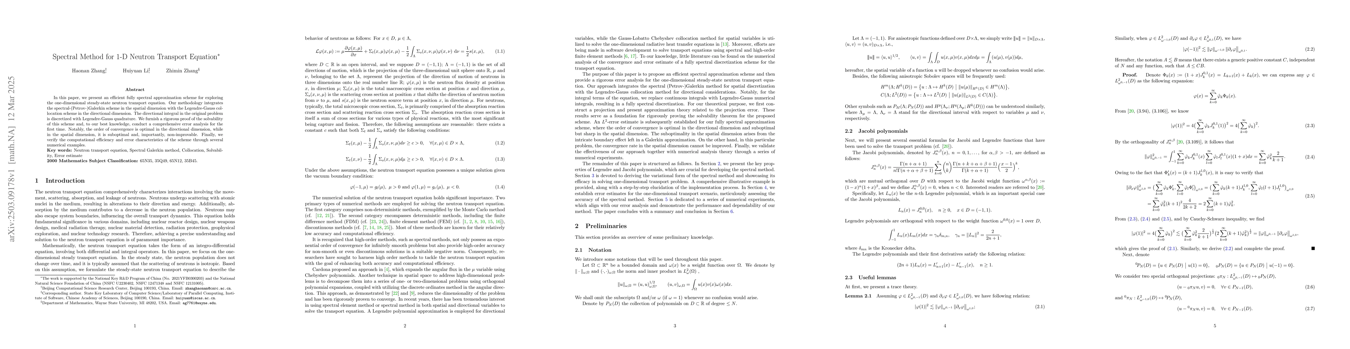 Thumbnail for Spectral Method for 1-D Neutron Transport Equation