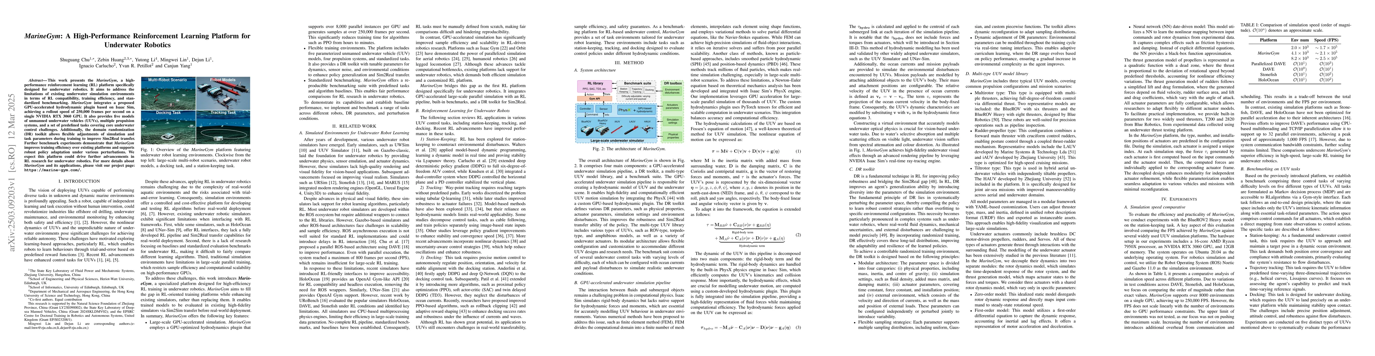 Thumbnail for MarineGym: A High-Performance Reinforcement Learning Platform for
  Underwater Robotics