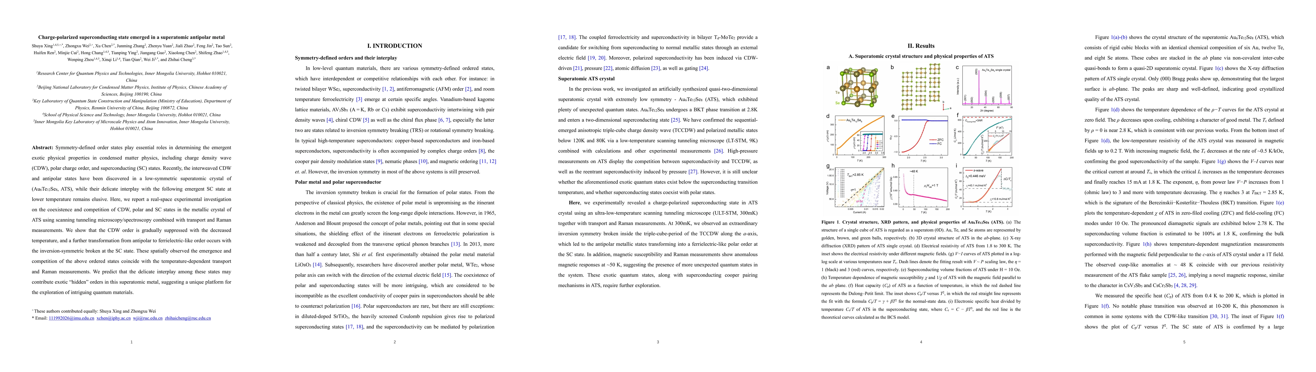 Thumbnail for Cooperation and competing of antipolar charge order and superconducting
  states in a quasi-2D superatomic metallic crystal
