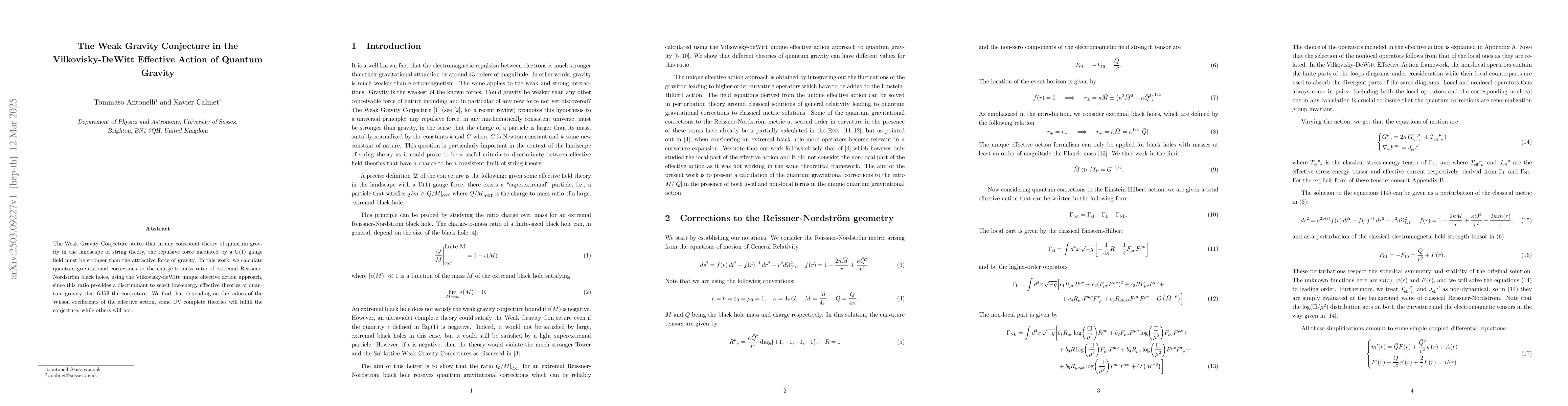 Thumbnail for The Weak Gravity Conjecture in the Vilkovisky-DeWitt Effective Action of
  Quantum Gravity