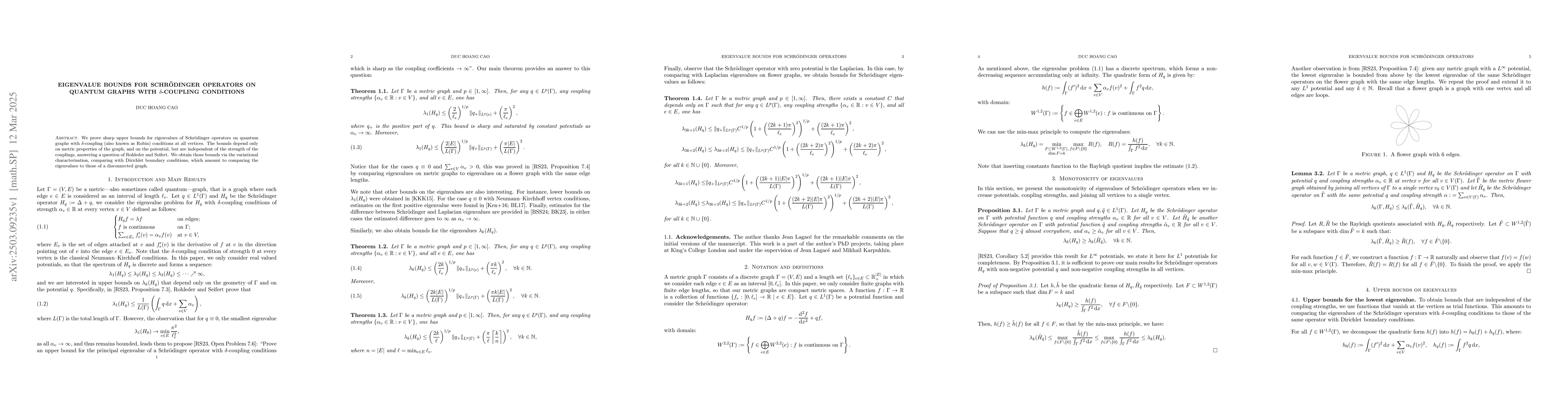 Thumbnail for Eigenvalue bounds for Schrödinger operators on quantum graphs with
  $δ$-coupling conditions