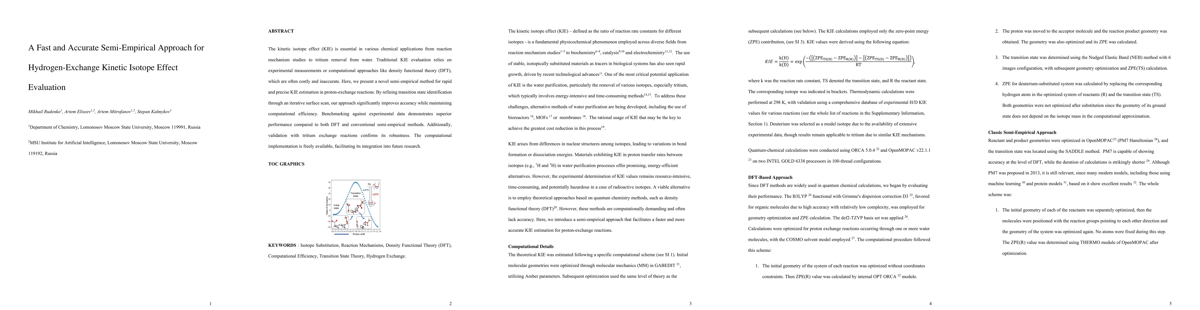 Thumbnail for A Fast and Accurate Semi-Empirical Approach for Hydrogen-Exchange
  Kinetic Isotope Effect Evaluation