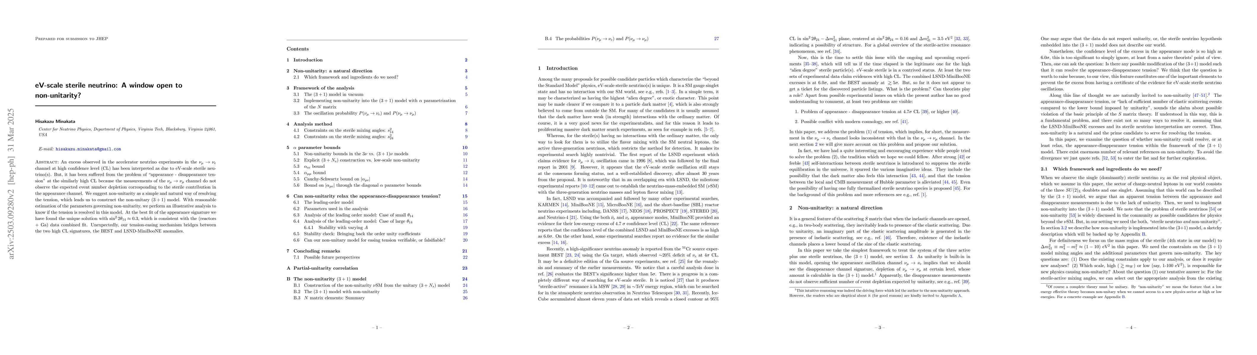 Thumbnail for eV-scale sterile neutrino: A window open to non-unitarity?
